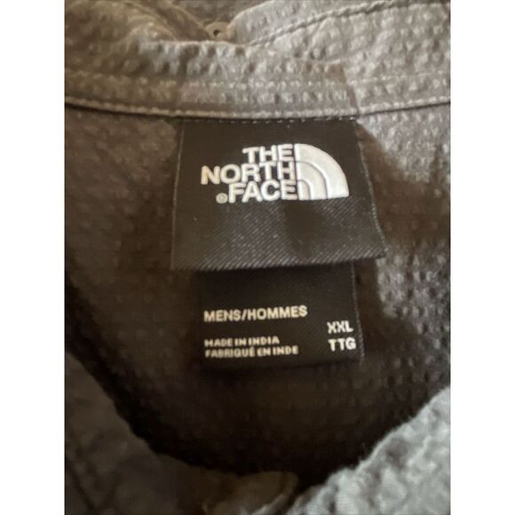 North Face 2XL Charcoal Grey Seersucker Cotton Button Up S/S Shirt - Picture 5 of 5